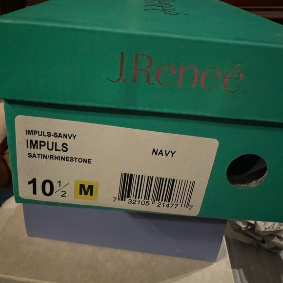 J. RENEE navy sparkly open toe sling back shoes with low heel size 10.5 IMPULS - Picture 5 of 5